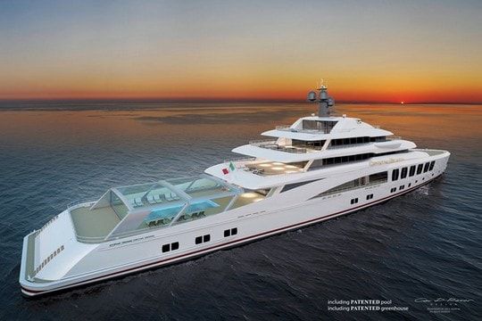 Aerial view of 101.5 metre long motor yacht SYMPHONY, built by the