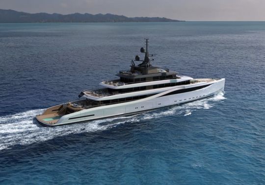 This New 263-Foot Superyacht Has a Grecian-Inspired Beach Club That Belongs  in a 5-Star Hotel