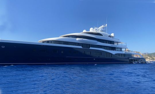 Bernard Arnault's luxury yacht Symphony moored in the gulf of St