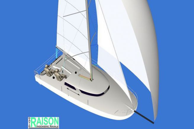 scow bow cruising sailboat